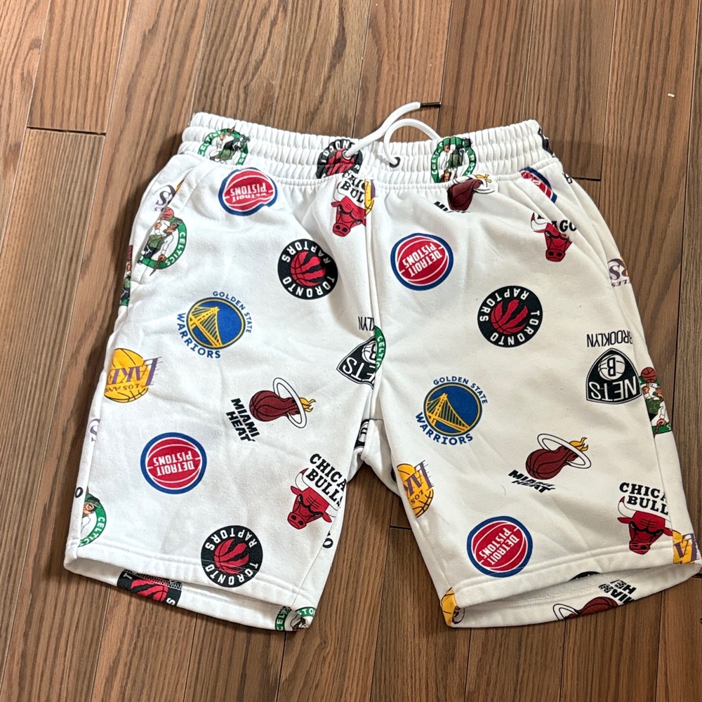 NBA White Multi-Team Logo Athletic Shorts